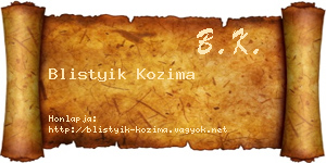 Blistyik Kozima névjegykártya